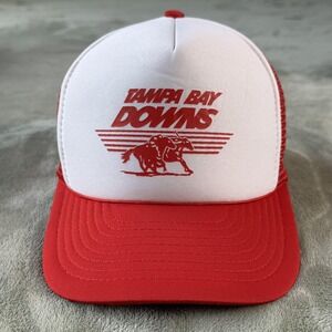Vintage Tampa Bay Downs Hat Cap Snap Back Mens One Size Red Bump Cap Best Cap
